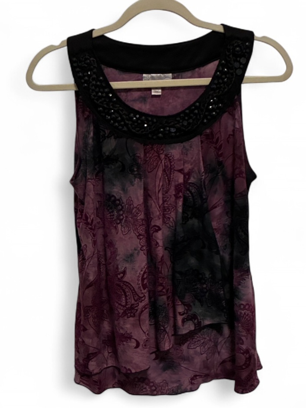 Y2K dressbarn Whimsy Purple Sleeveless Beaded Collar Tank Top